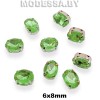 2091 6х8мм стразы стекл. в оправе Ц:Салатовый