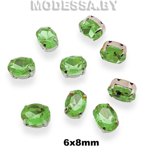 2091 6х8мм стразы стекл. в оправе Ц:Салатовый