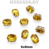 2091 6х8мм стразы стекл. в оправе Ц:Жёлтый
