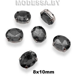 2091 8х10мм стразы стекл. в оправе Ц:Серый