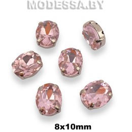 2091 8х10мм стразы стекл. в оправе Ц:Розовый
