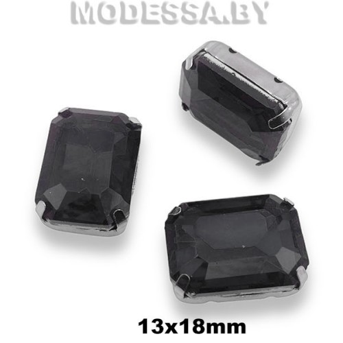 2178 13x18мм стразы стекл. в оправе Ц:Чёрный
