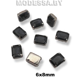 2178 6х8мм стразы стекл. в оправе Ц:Черный
