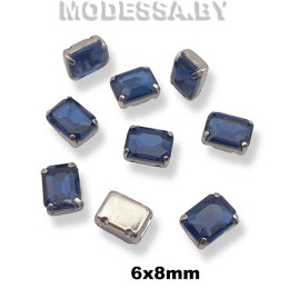 2178 6х8мм стразы стекл. в оправе Ц:Синий
