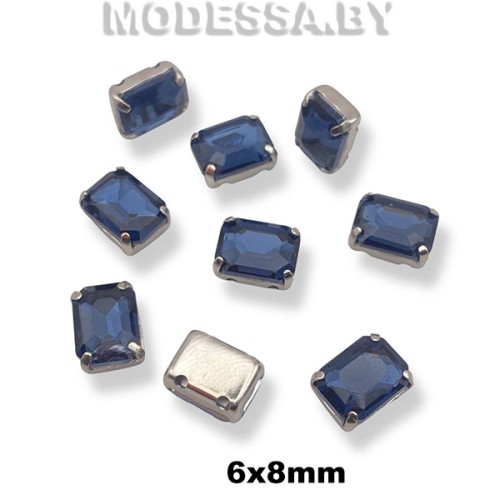 2178 6х8мм стразы стекл. в оправе Ц:Синий