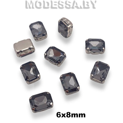 2178 6х8мм стразы стекл. в оправе Ц:Серый