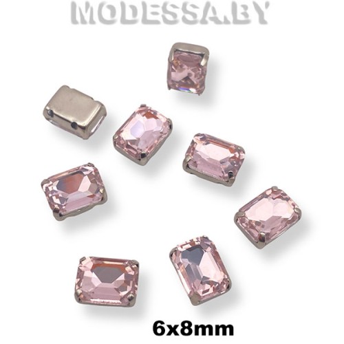 2178 6х8мм стразы стекл. в оправе Ц:Розовый