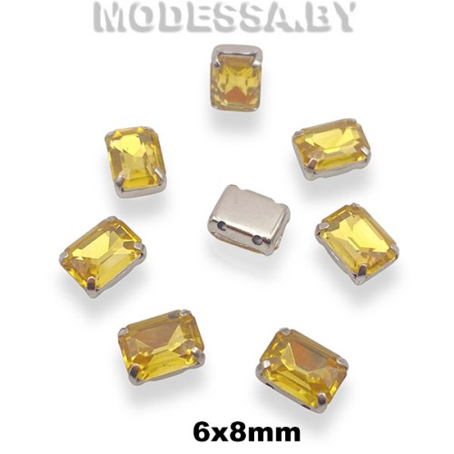 2178 6х8мм стразы стекл. в оправе Ц:Св. Жёлтый