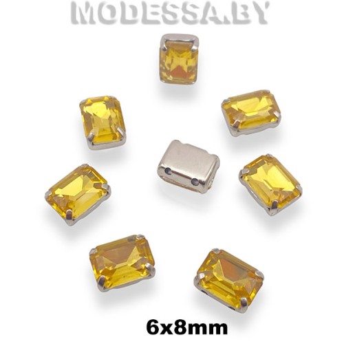 2178 6х8мм стразы стекл. в оправе Ц:Жёлтый