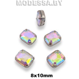 2178 8х10мм стразы стекл. в оправе Ц:Кристалл АВ