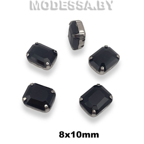 2178 8х10мм стразы стекл. в оправе Ц:Чёрный