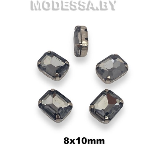 2178 8х10мм стразы стекл. в оправе Ц:Серый