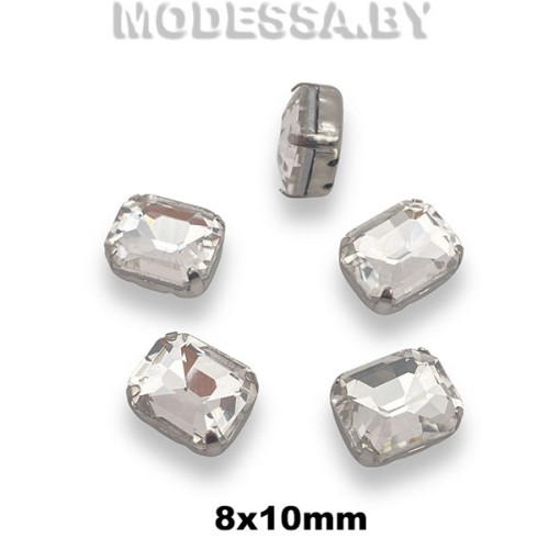 2178 8х10мм стразы стекл. в оправе Ц:Кристалл