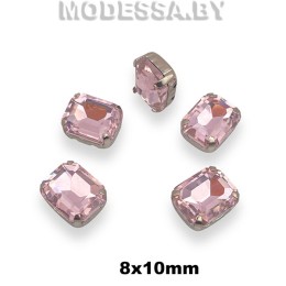 2178 8х10мм стразы стекл. в оправе Ц:Розовый