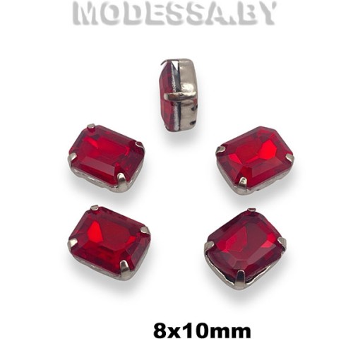 2178 8х10мм стразы стекл. в оправе Ц:Красный