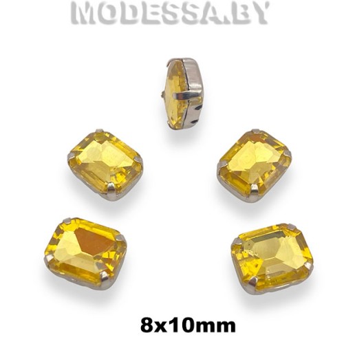 2178 8х10мм стразы стекл. в оправе Ц:Жёлтый