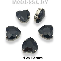2300 12х12мм стразы стекл. в оправе Ц:Чёрный