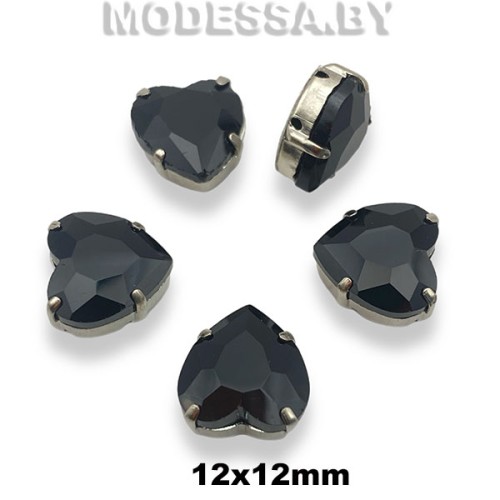 2300 12х12мм стразы стекл. в оправе Ц:Чёрный