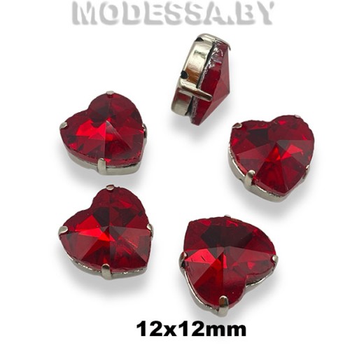 2300 12х12мм стразы стекл. в оправе Ц:Красный