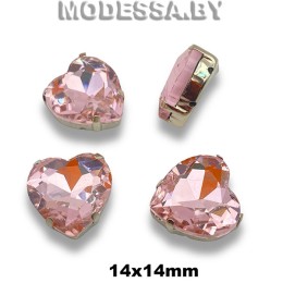 2300 14х14мм стразы стекл. в оправе Ц:Розовый