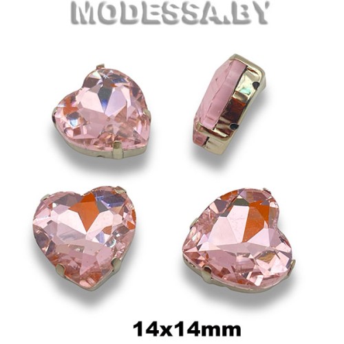 2300 14х14мм стразы стекл. в оправе Ц:Розовый