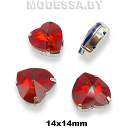 2300 14х14мм стразы стекл. в оправе Ц:Св.Красный