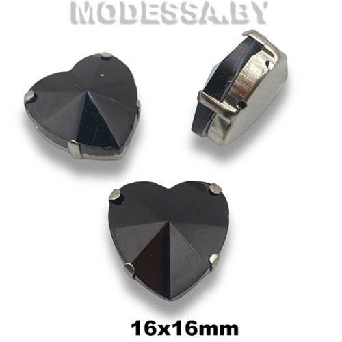 2300 16x16мм стразы стекл. в оправе Ц:Чёрный