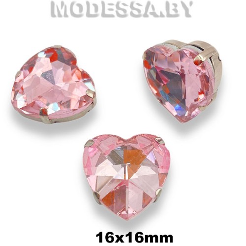 2300 16x16мм стразы стекл. в оправе Ц:Розовый