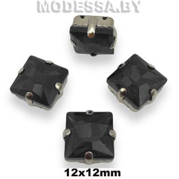 2641 12х12мм стразы стекл. в оправе Ц:Чёрный 