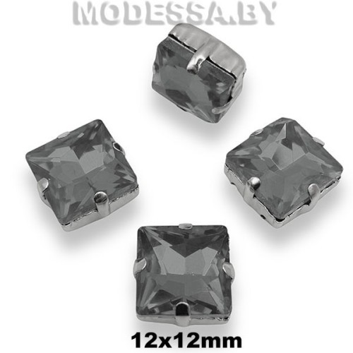 2641 12х12мм стразы стекл. в оправе Ц:Серый