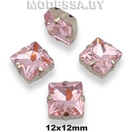2641 12х12мм стразы стекл. в оправе Ц:Розовый