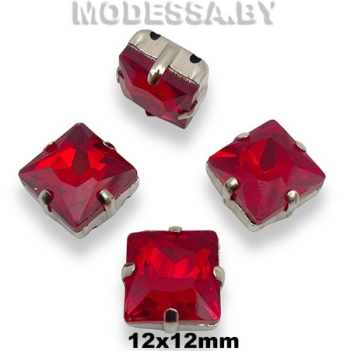 2641 12х12мм стразы стекл. в оправе Ц:Красный