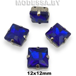 2641 12х12мм стразы стекл. в оправе Ц:Василёк
