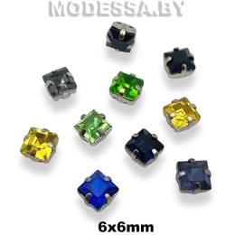 2641 6х6мм стразы стекл. в оправе 
