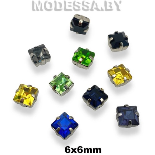 2641 6х6мм стразы стекл. в оправе 