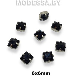 2641 6х6мм стразы стекл. в оправе Ц:Чёрный