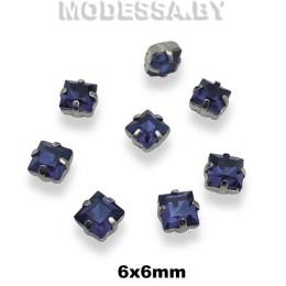 2641 6х6мм стразы стекл. в оправе Ц:Синий