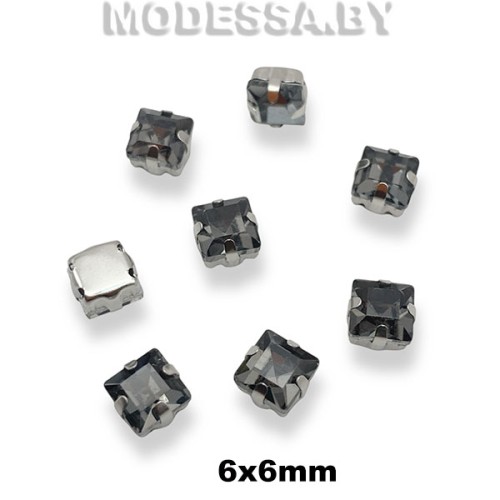 2641 6х6мм стразы стекл. в оправе Ц:Серый
