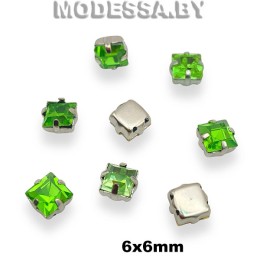 2641 6х6мм стразы стекл. в оправе Ц:Зелёный