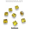2641 6х6мм стразы стекл. в оправе Ц:Жёлтый