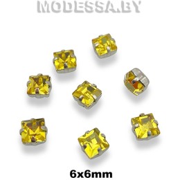 2641 6х6мм стразы стекл. в оправе Ц:Жёлтый