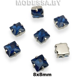2641 8х8мм стразы стекл. в оправе Ц:Синий