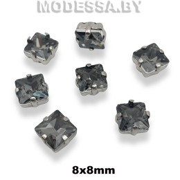 2641 8х8мм стразы стекл. в оправе Ц:Серый