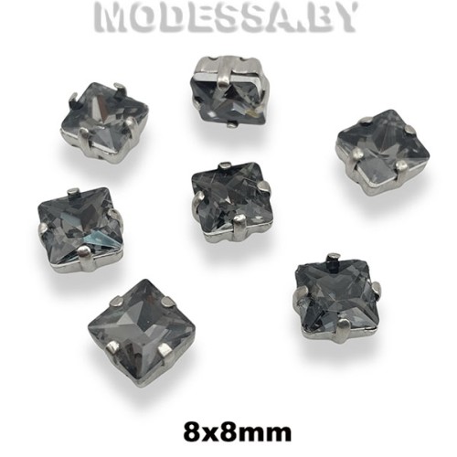 2641 8х8мм стразы стекл. в оправе Ц:Серый