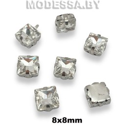 2641 8х8мм стразы стекл. в оправе Ц:Кристалл
