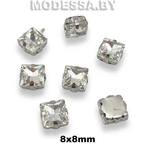 2641 8х8мм стразы стекл. в оправе Ц:Кристалл