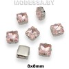 2641 8х8мм стразы стекл. в оправе Ц:Розовый