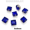 2641 8х8мм стразы стекл. в оправе Ц:Василёк