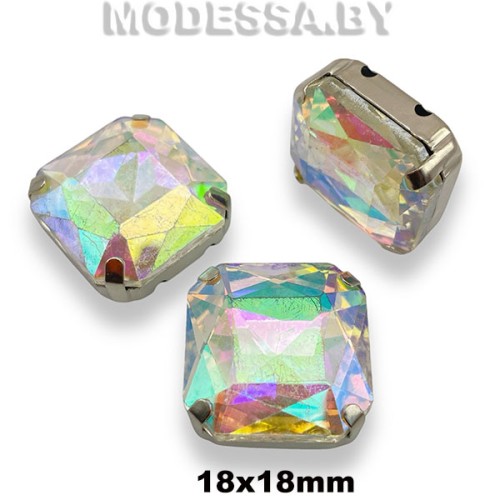 2648 18x18мм стразы стекл. в оправе Ц:Кристалл АВ