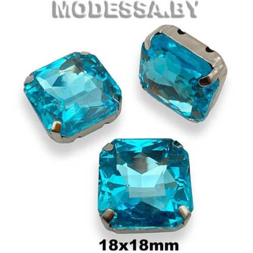 2648 18x18мм стразы стекл. в оправе Ц:Бирюза